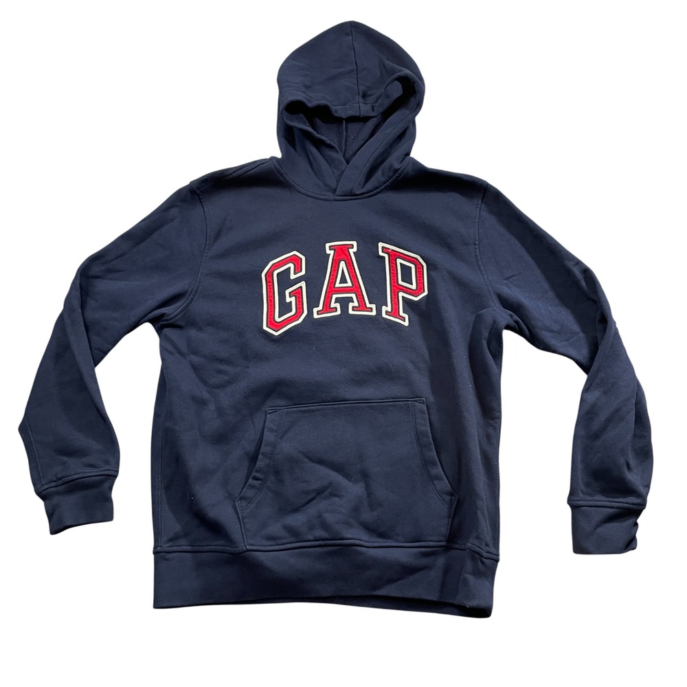 Gap Sweatshirt Hoodie Navy / Red Kangaroo Pockets Long Sleeve Warm Cotton Blend